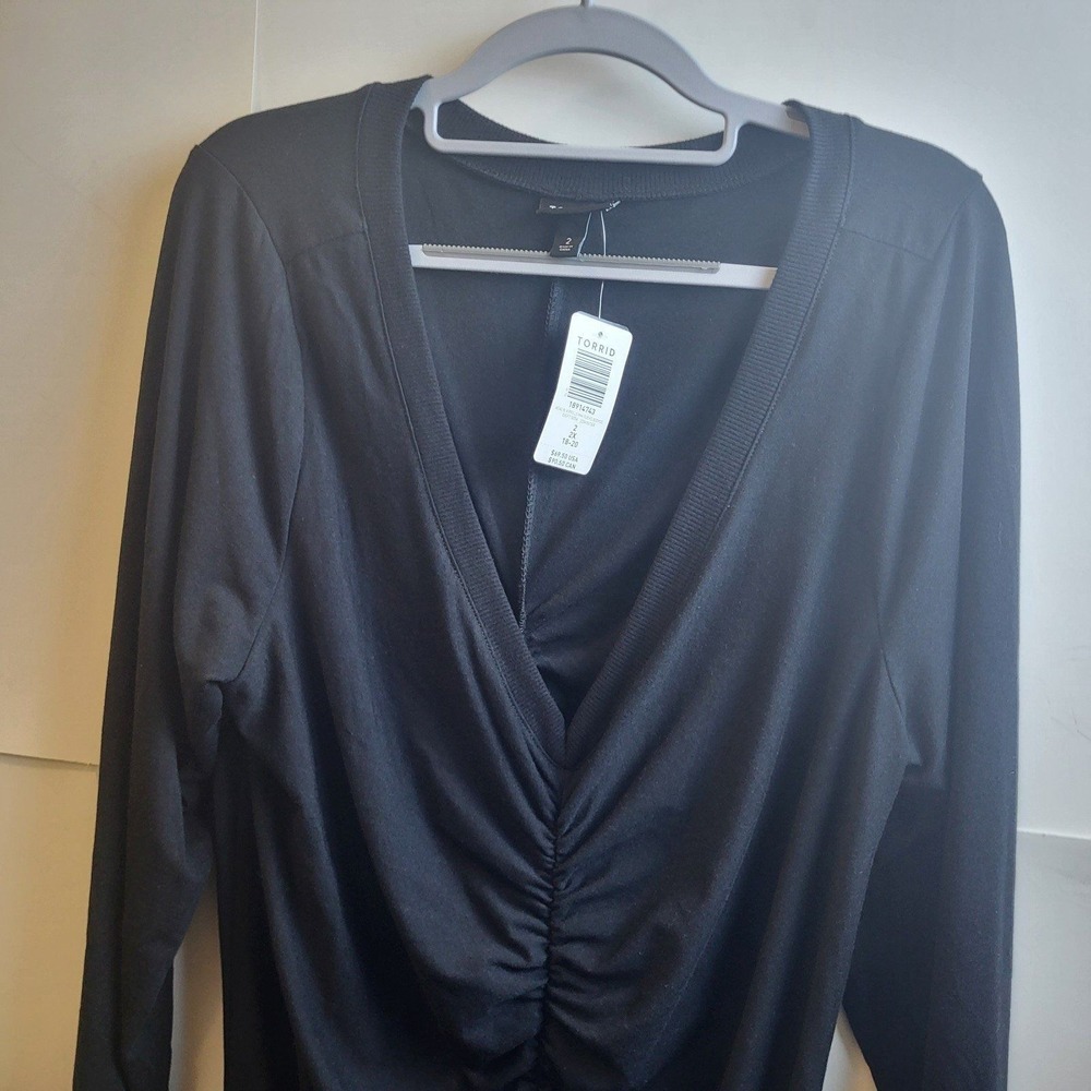 Torrid Dress Black Bobycon Ruched Women's Size 2X Or 18/20 NWTS - Picture 4 of 7